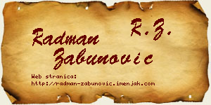 Radman Zabunović vizit kartica